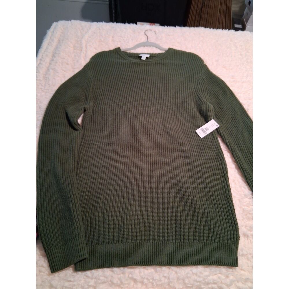 Dip Men’s Small Dark Green Textured Knit Crewneck Sweater NWT
